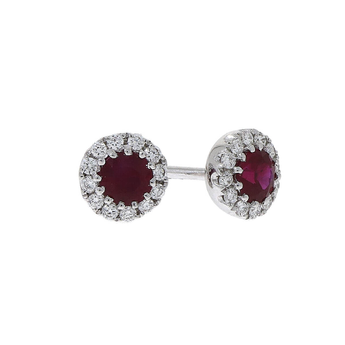 18ct white gold diamond and ruby cluster earrings 36845f8