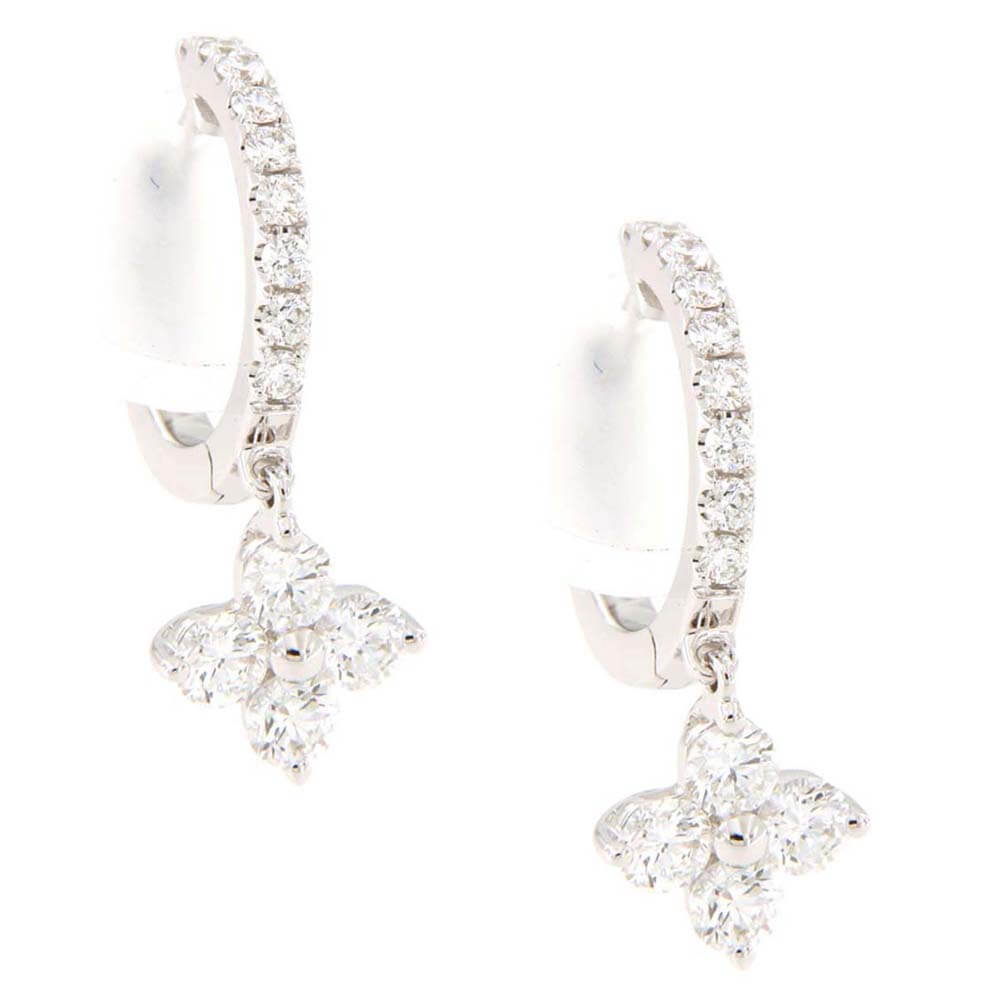 18ct white gold diamond hoop earrings with dropper e27952gw18dd003