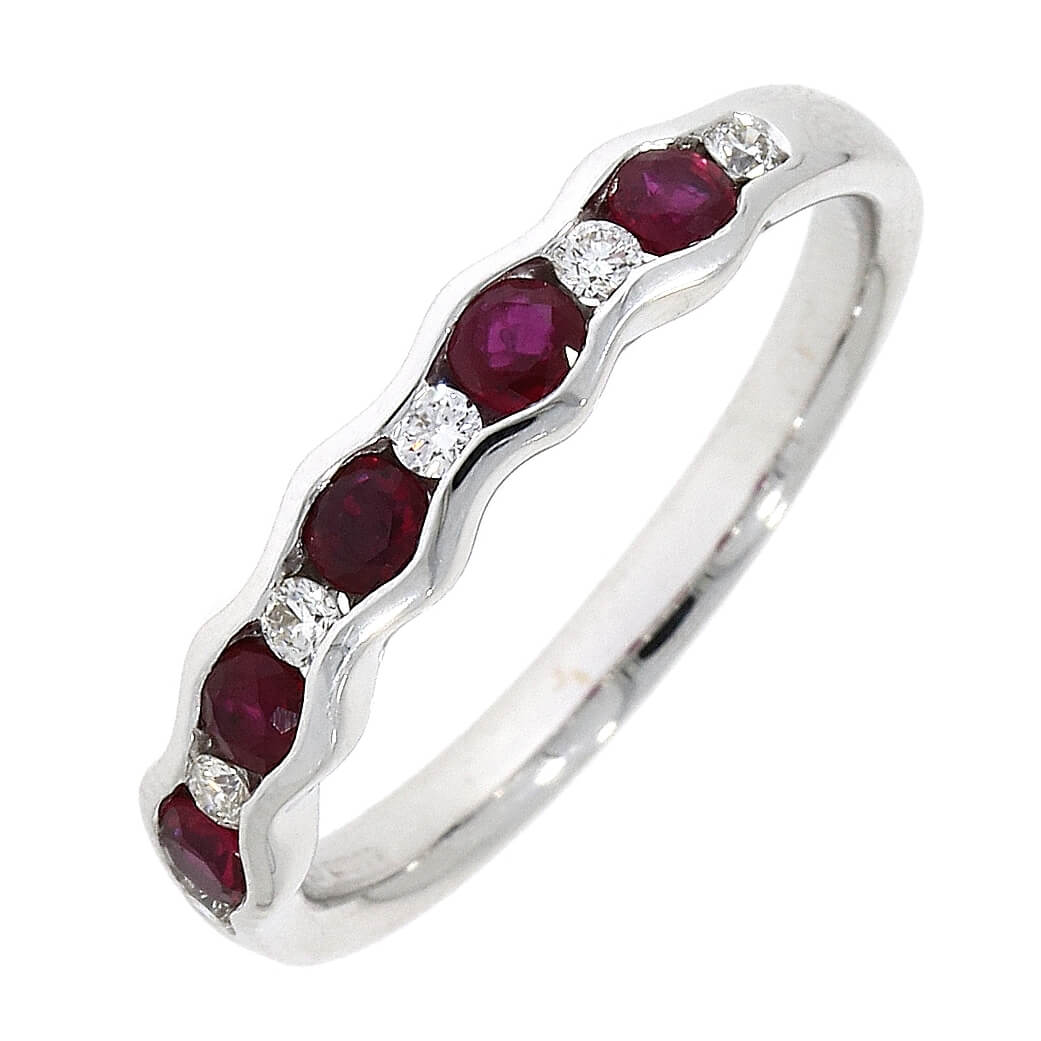 18ct white gold ruby and diamond channel set eternity ring f271