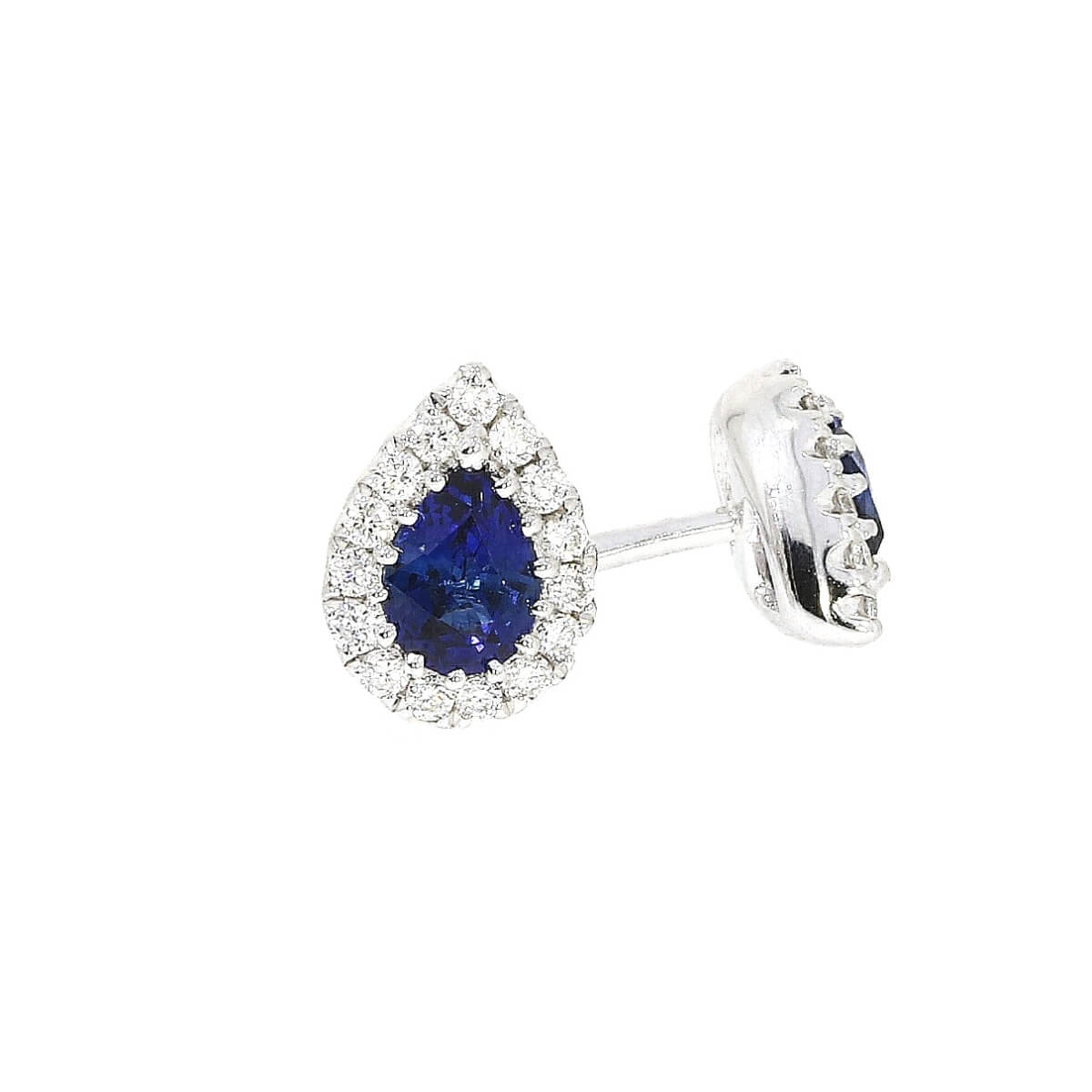 18ct white gold sapphire and diamond cluster stud earrings 26844g2
