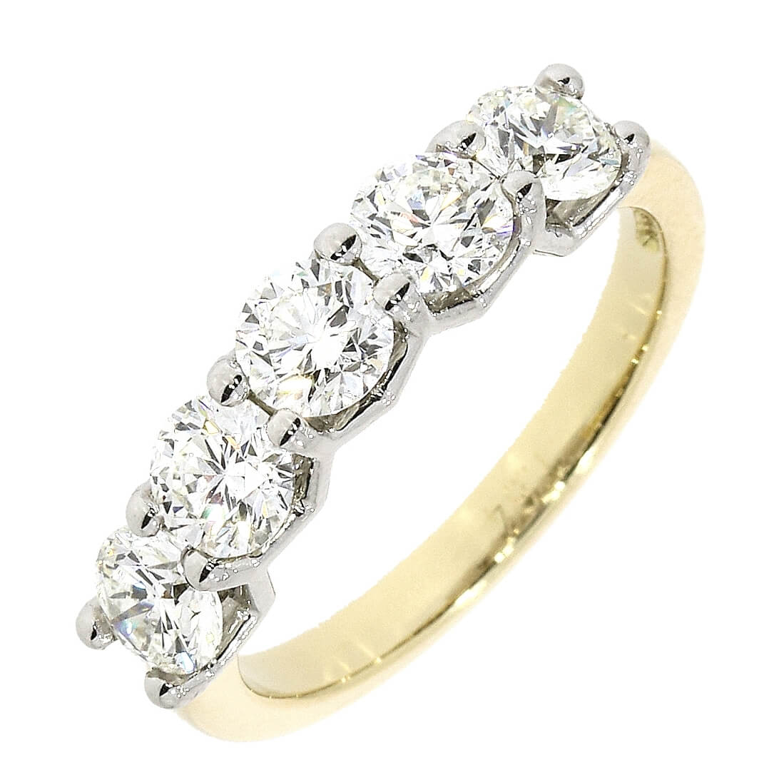 18ct yellow and platinum 5 stone diamond ring 12709g3