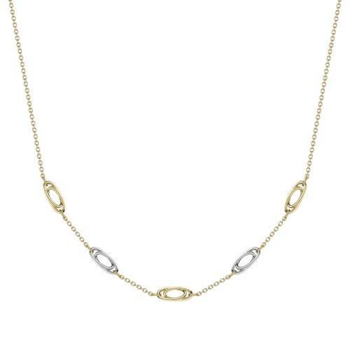 18ct yellow and white gold double oval loop link necket with trace link chain cb232 17