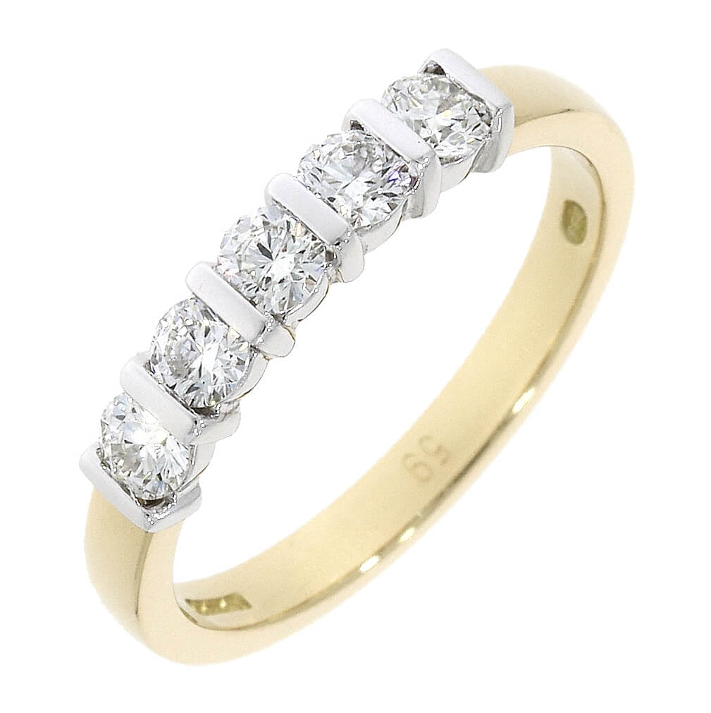 18ct yellow and white gold five stone bar set eternity ring 060ct 13390g4