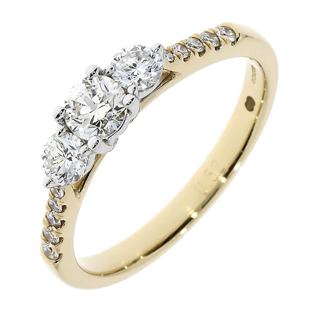 18ct yellow and white gold three stone straight set diamond ring 16813g31