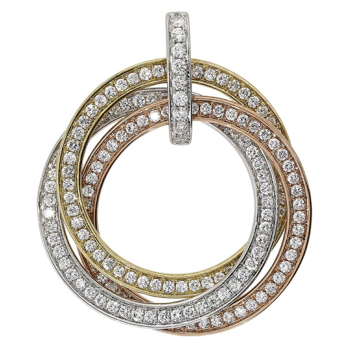 18ct yellow rose and white gold multi circular diamond pendant on trace chain c670
