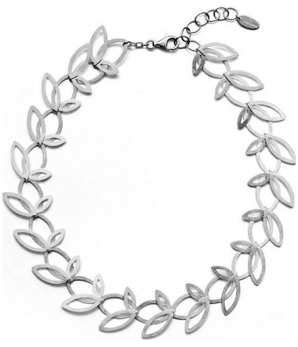 bastian silver open leaf style link necklet 12659