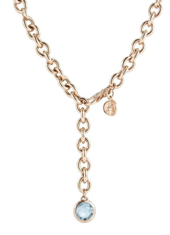 bronzallure chunky rolo necklet with clear quartz dropper 19904003