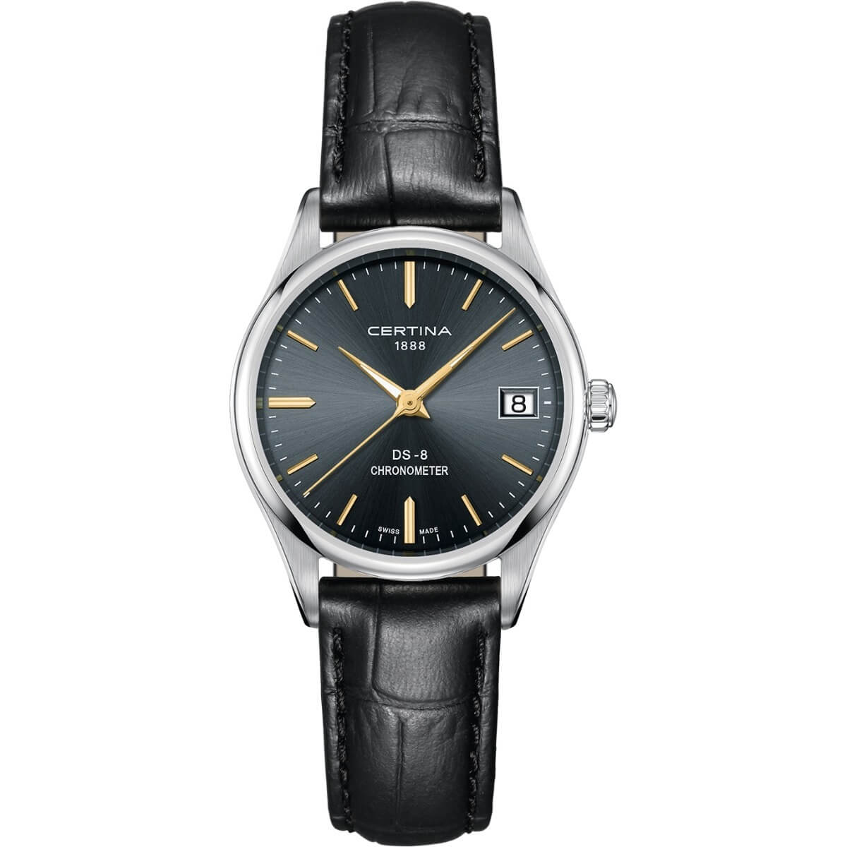 certina ds 8 quartz watch with 30mm steel casing on strap c0332511635101