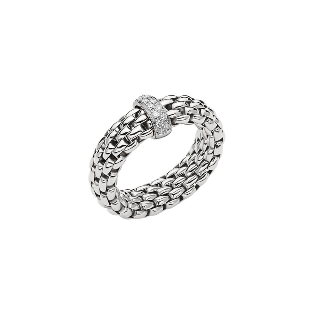 fope 18ct white gold vendome flexit ring with pave diamond centre band an559 bbrm