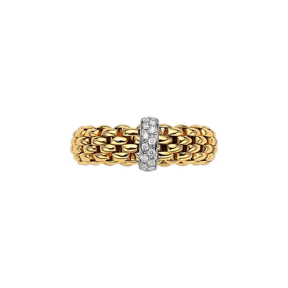 fope 18ct yellow gold vendome flexit ring with pave diamond centre band diamond weight 010ct an559 bbrm yuWNh