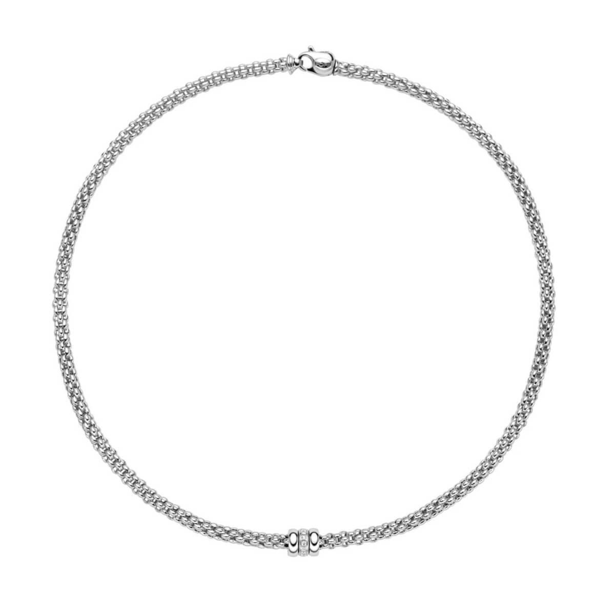 fope solo 18ct white gold necklet with plain polished and diamond loops 621c bbr