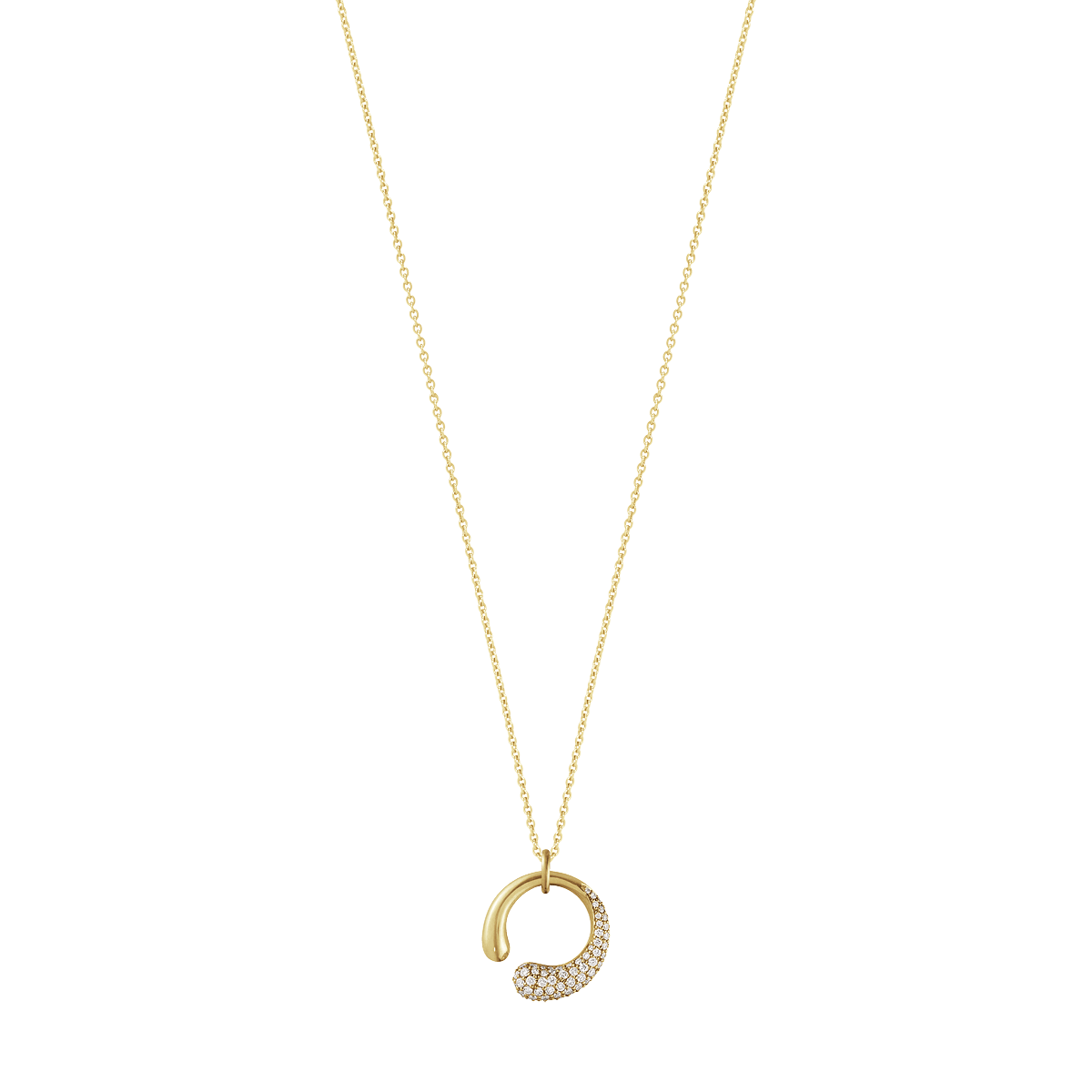 georg jensen 18ct yellow gold mercy pendant with pave diamonds 10017828