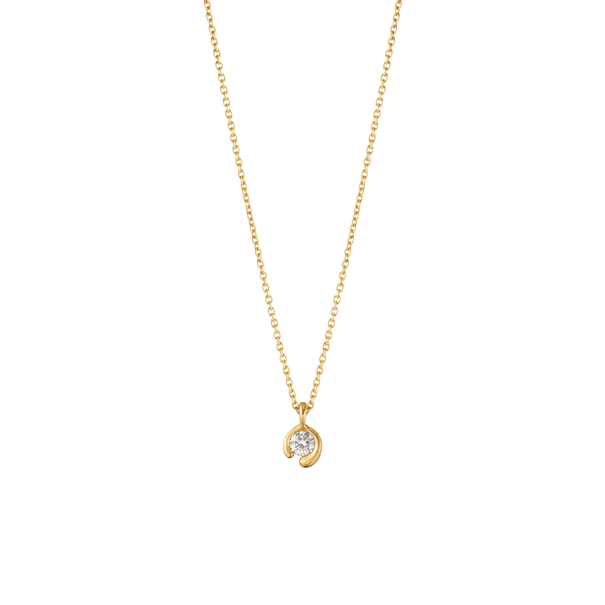 georg jensen 18ct yellow gold mercy solitaire diamond pendant and chain 010ct 20001084