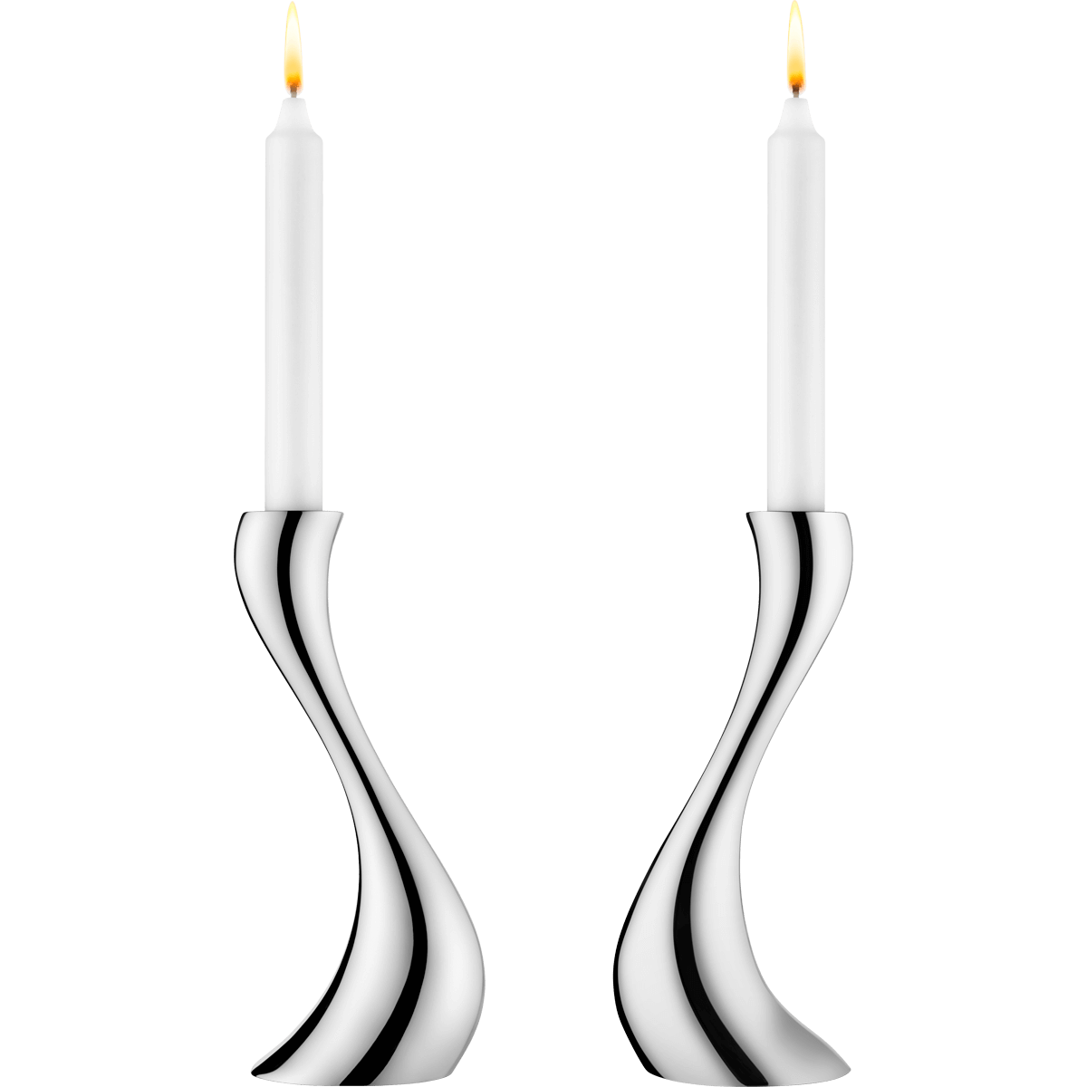georg jensen cobra candle holders set of 2 mirror finish stainless steel 3586579