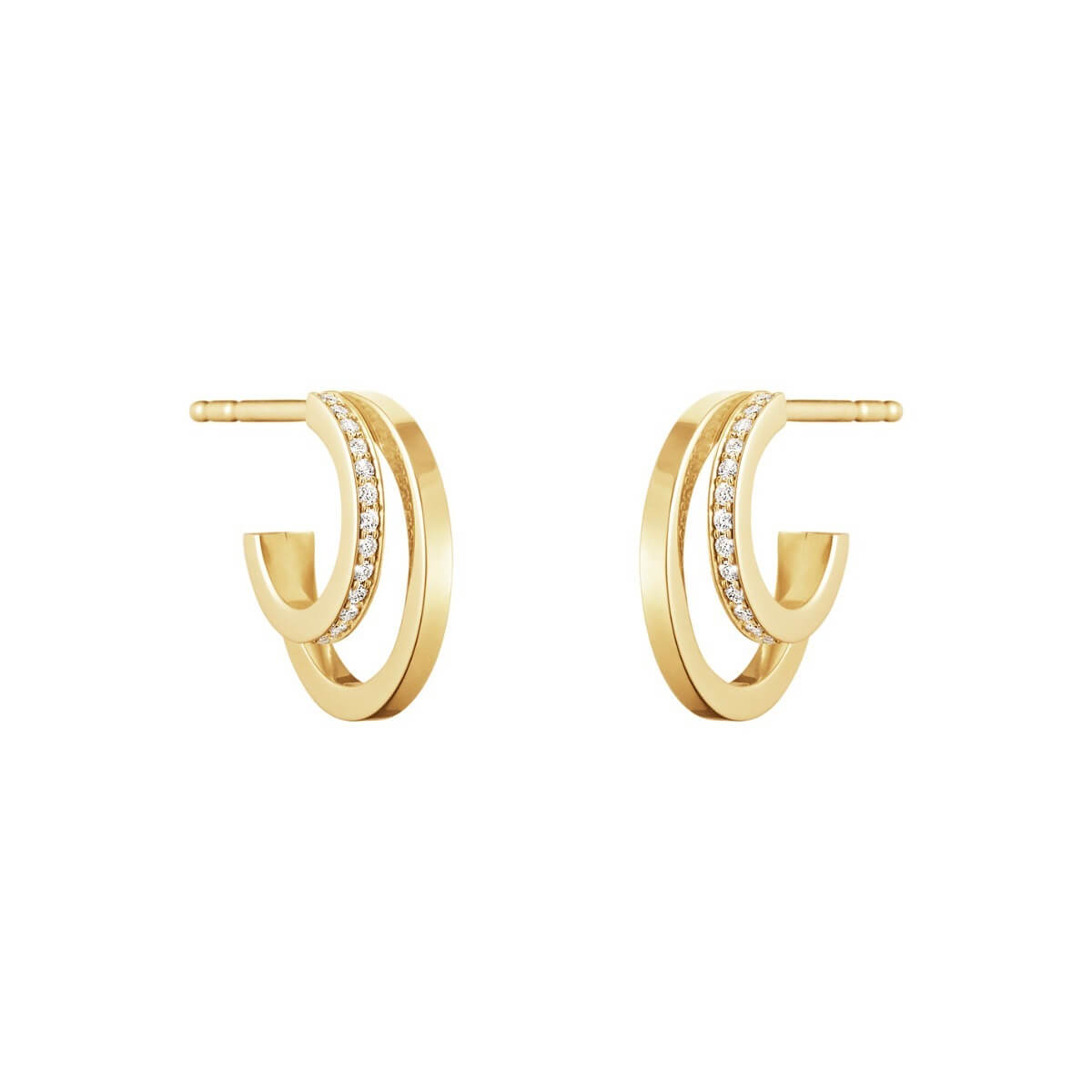 georg jensen halo hoop earrings 18ct yellow gold with diamond set hoop 10014064