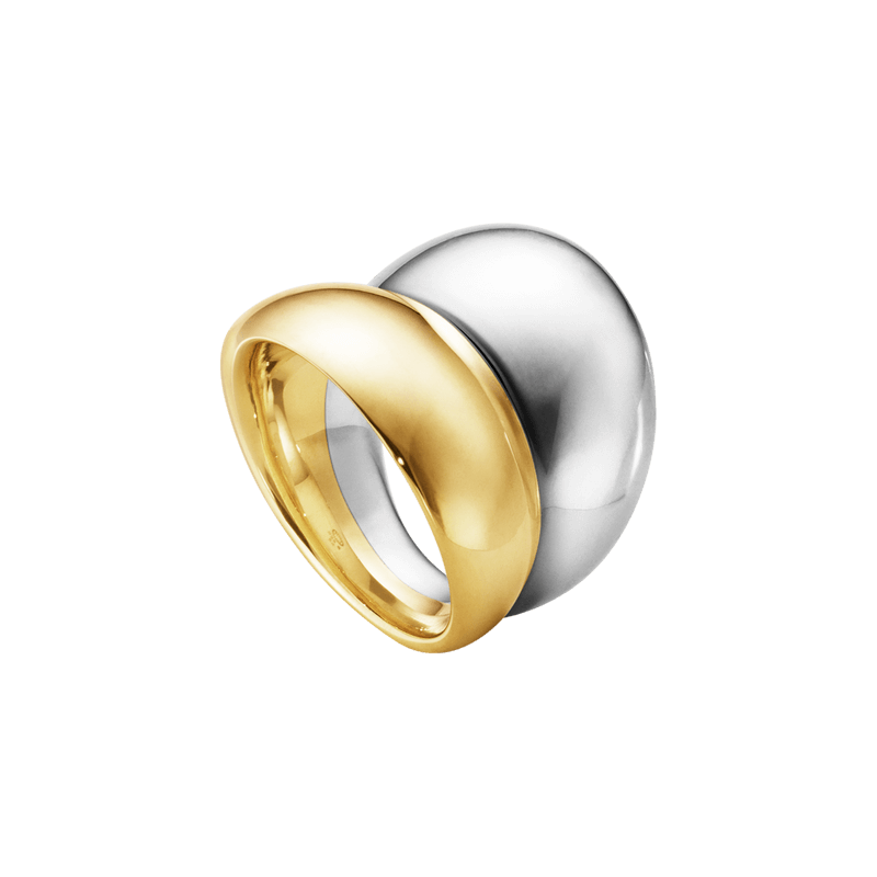 georg jensen silver and yellow gold curve ring size 56 200000290056