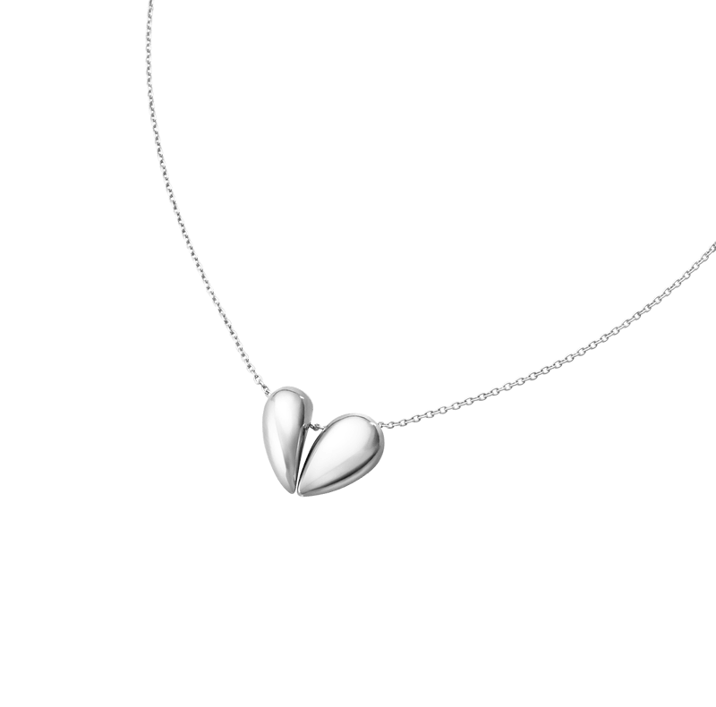 georg jensen silver curve heart pendant on chain 100175044uB0