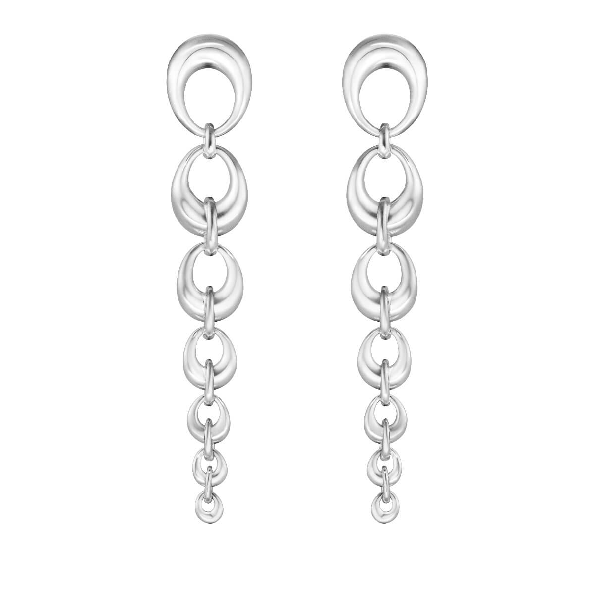 georg jensen silver multi offspring link drop earrings with french fittings 20001004