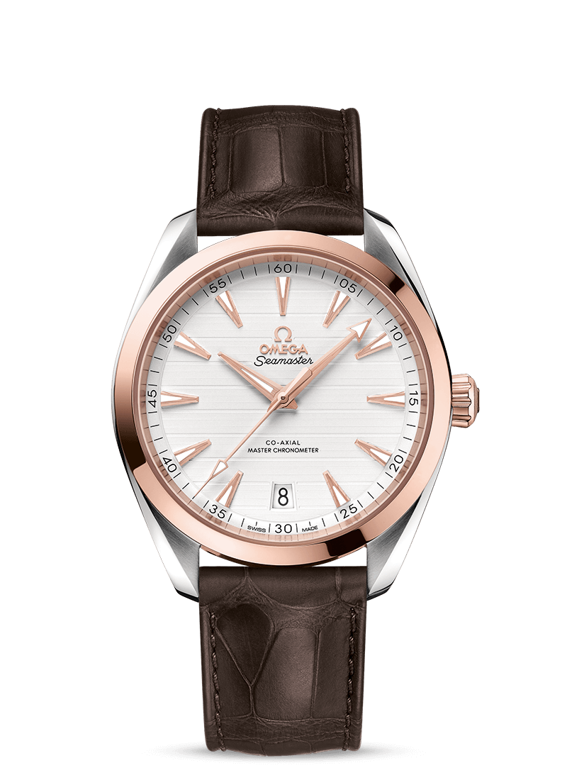 omega seamaster aqua terra co axial chronometer steel and sedna gold on strap 22023412102001