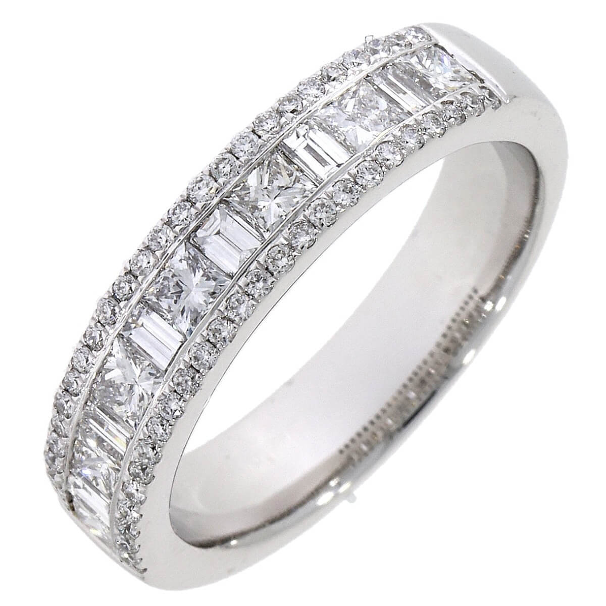 platinum princess cut and baguette cut diamond ring g1890