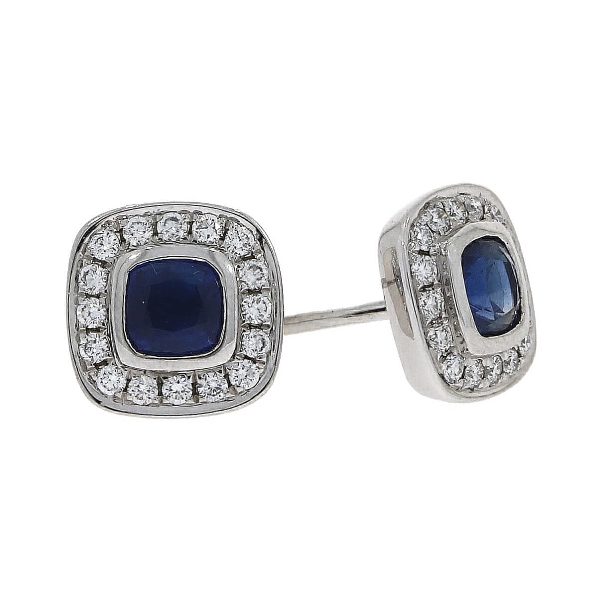 sapphire and diamond 18ct white gold cluster stud earrings 29467b4
