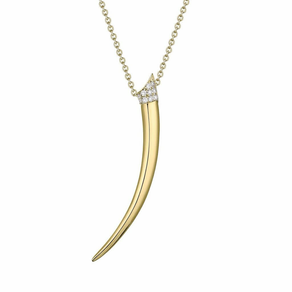 shaun leane yellow gold vermeil diamond tusk pendant and chain sa027yvwhnos