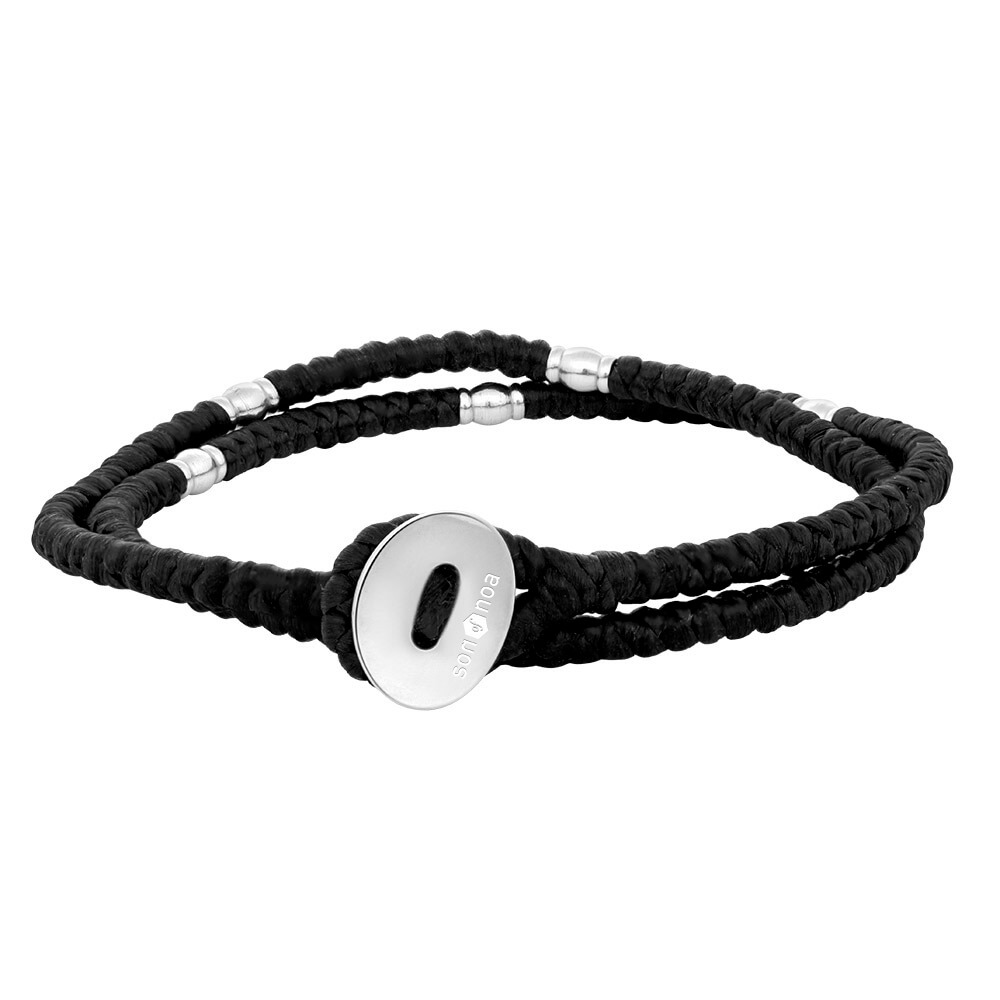 son of noa black cord bracelet with steel 37cm in length 892 000 37