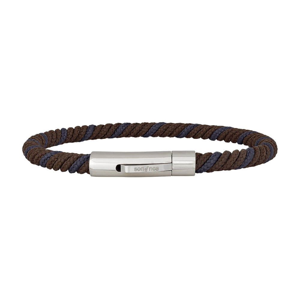 son of noa brown blue cord bracelet 5mm width and 19cm length with steel clasp 889 002 bb19