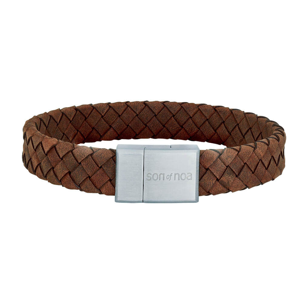 son of noa brown calf leather bracelet 12mm and 21cm in legth with steel clasp 897 014 brown21