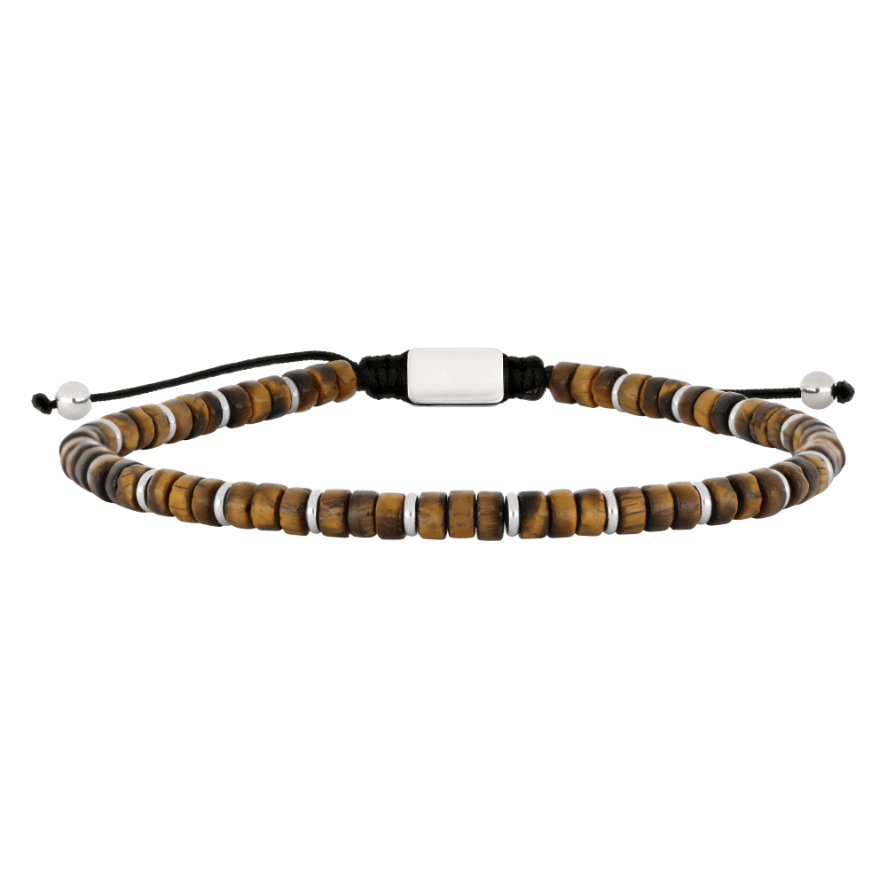 son of noa tigers eye bead bracelet with steel rondels 19 25cm 889 005