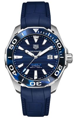 tag heuer aquaracer 43mm blue dial on rubber strap way201pft6178