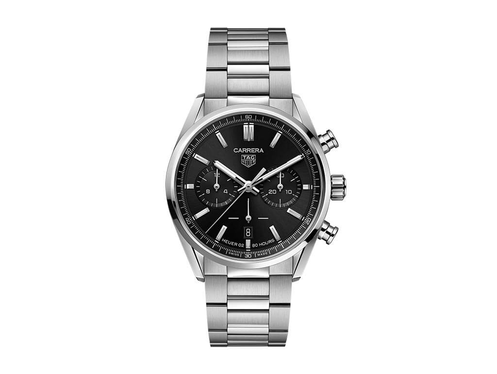 tag heuer carrera automatic chronongraph with black dial on bracelet cbn2010ba0642