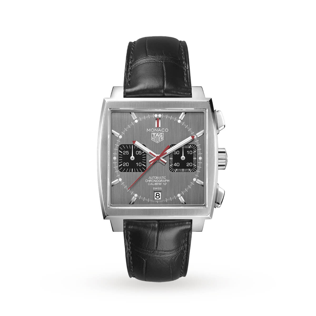 tag heuer monaco 39mm with grey dial on leather strap caw211jfc6476