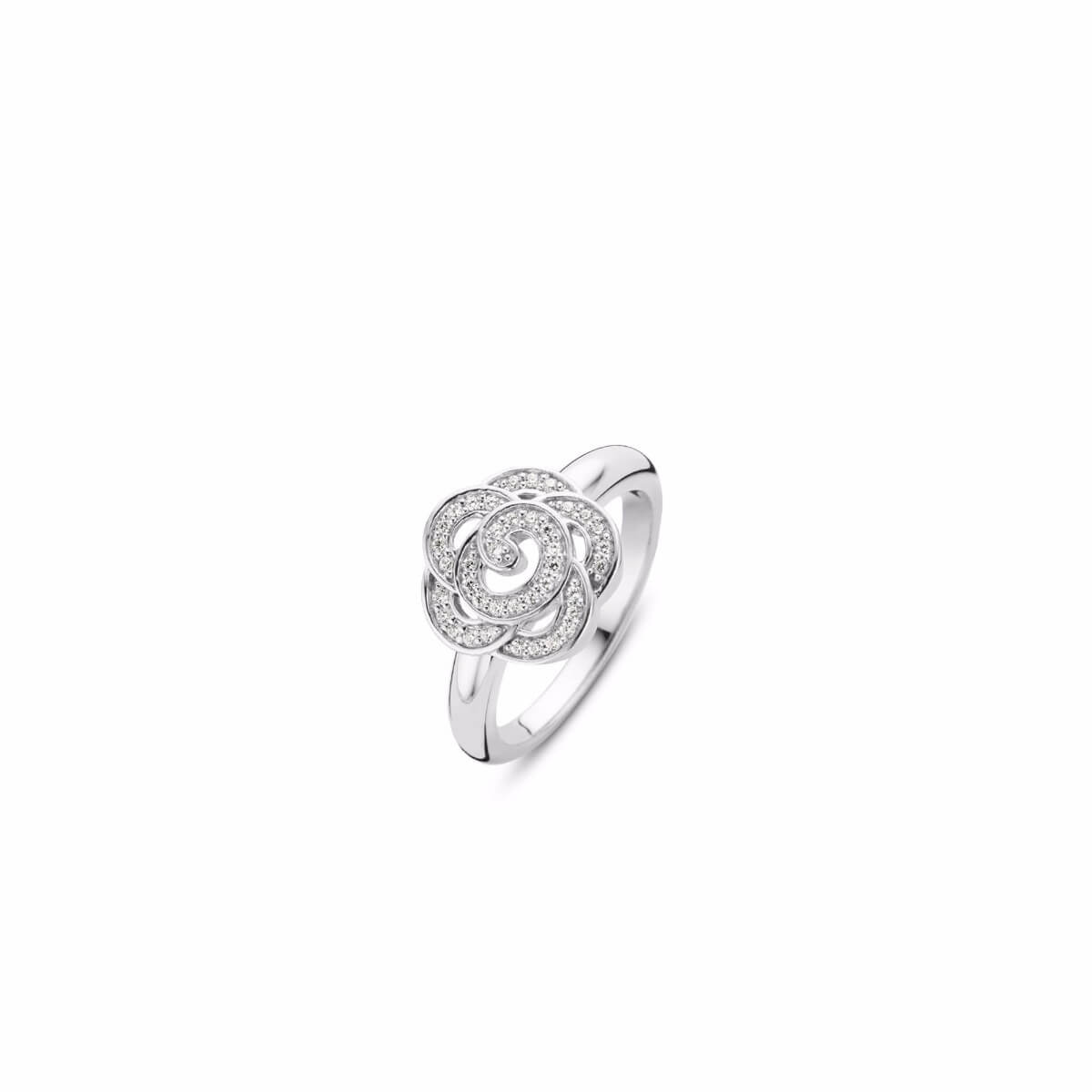 ti sento silver rose ring with cz 12096zi56