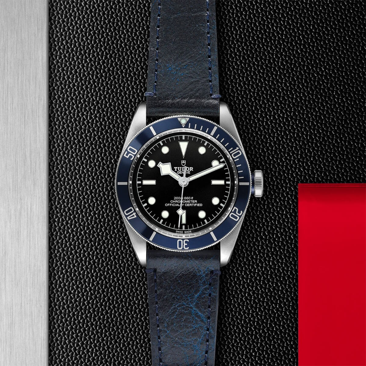tudor black bay 41mm with blue bezel on aged leather strap m79230b 0007Vs14