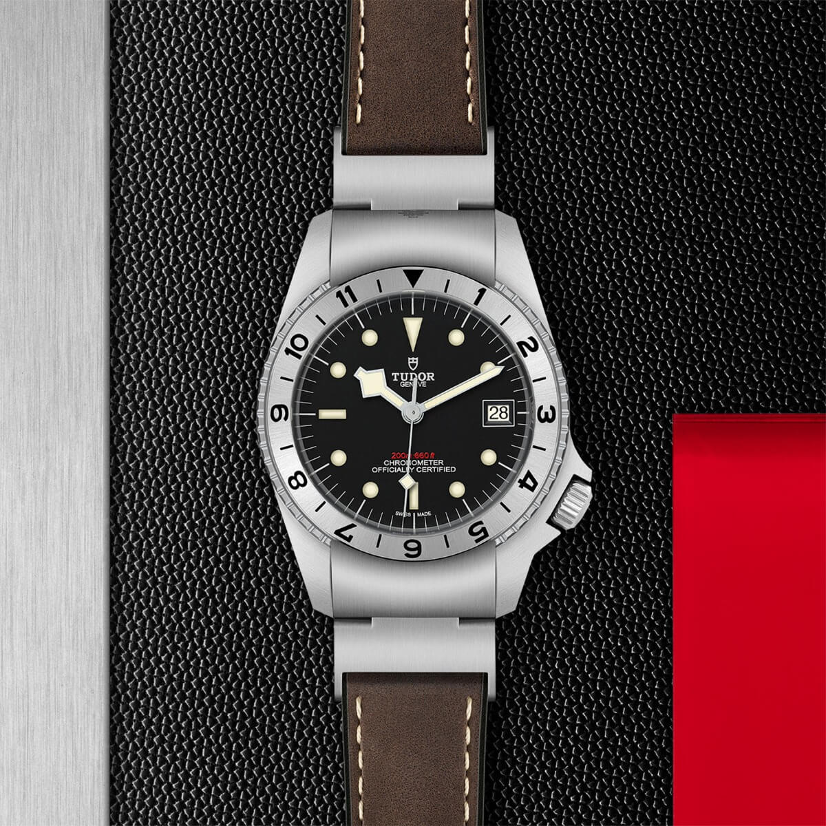 tudor black bay p01 42mm on hybrid leather and rubber strap m70150 0001wdkD
