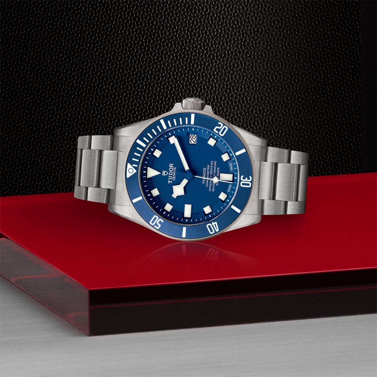 tudor pelagos 42mm with blue dial and bezel on titanium bracelet m25600tb 0001