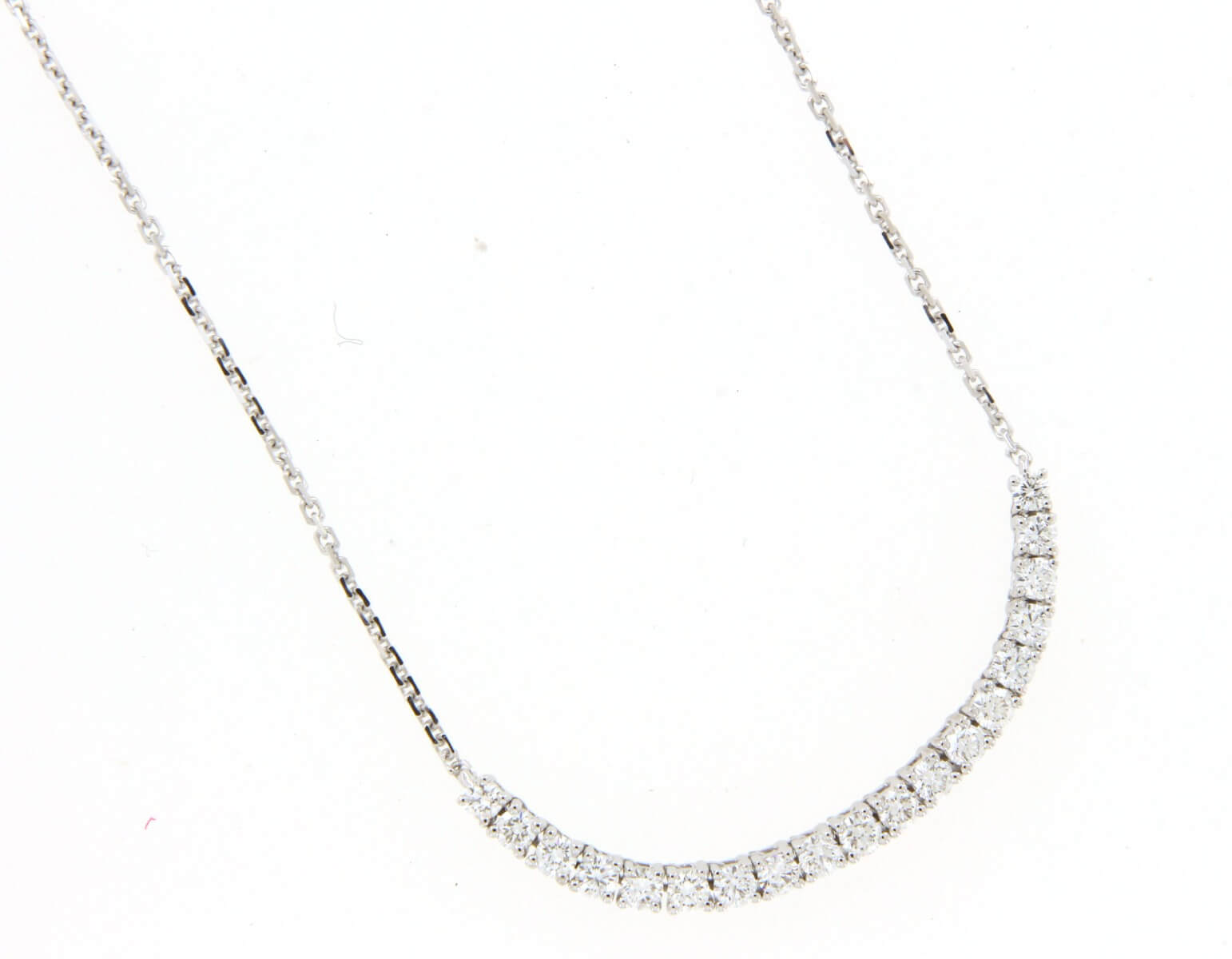 walker diamond collection 18ct white gold diamond crescent shaped necklet and chain p27927gw18dd005