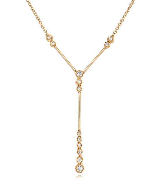 18ct yellow gold and diamond bar link necklet 0.39ct - Walker Luxury  Jeweller