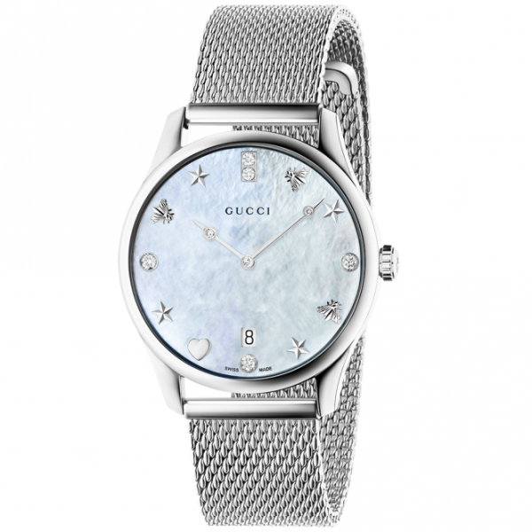 gucci g timeless 36mm white mother of pearl diamond dial bracelet watch p10783 24924 medium