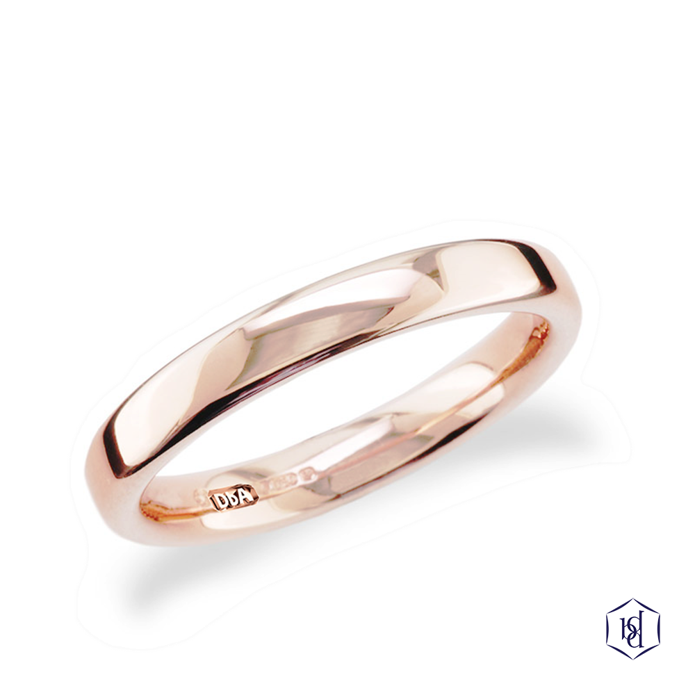 round brilliant cut none in a 18ct rose gold wedding band plain band