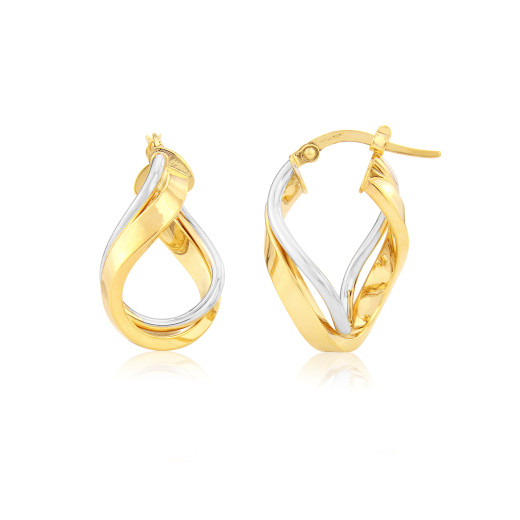 9ct yellow and white gold twisted hoop earrings  Walker Luxury Jeweller