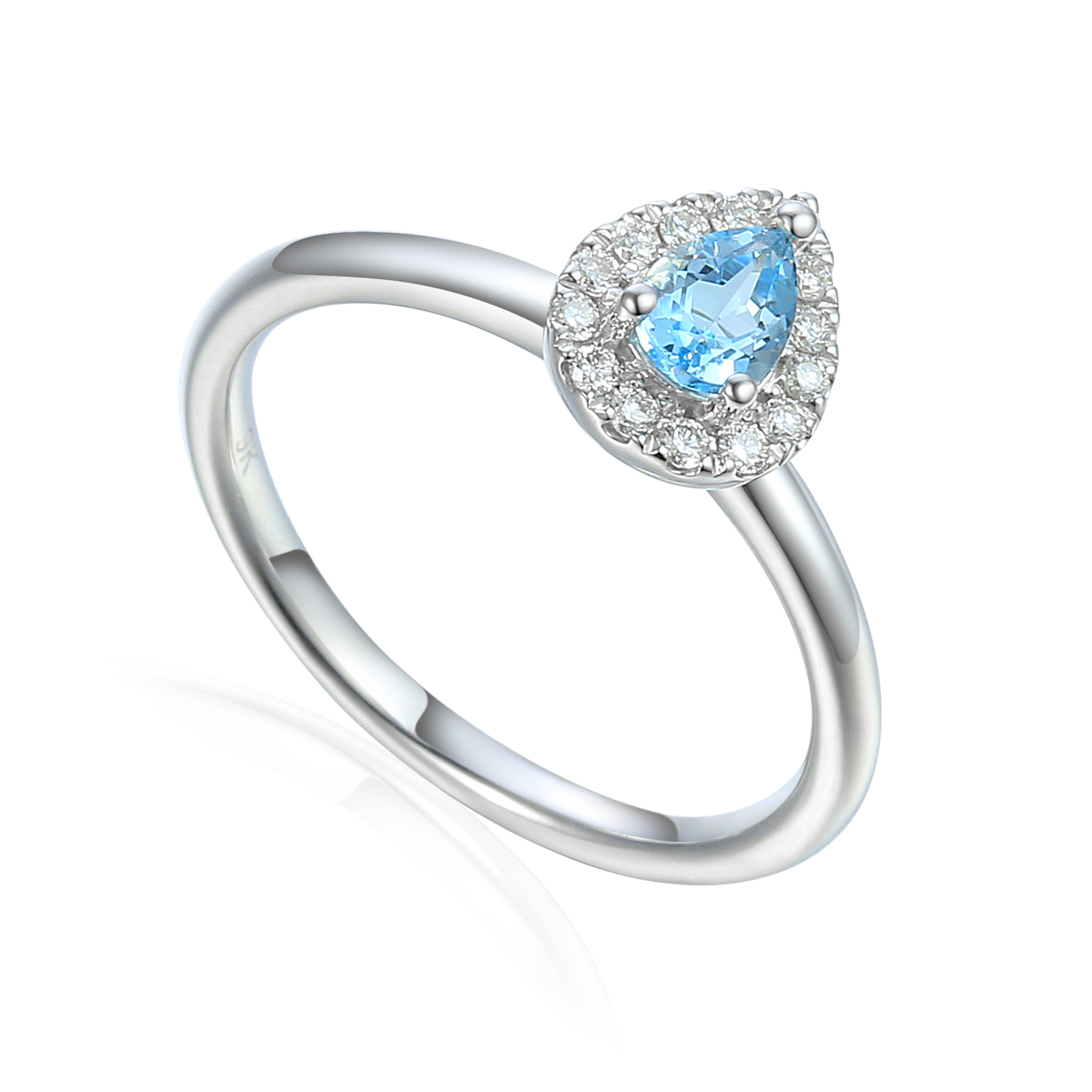 18ct white gold aquamarine and diamond pear shaped cluster ring ...