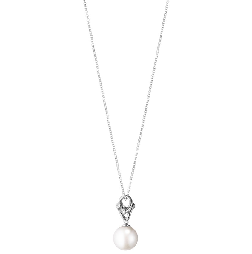 Georg Jensen 18ct white gold diamond and pearl Magic pendant on chain ...